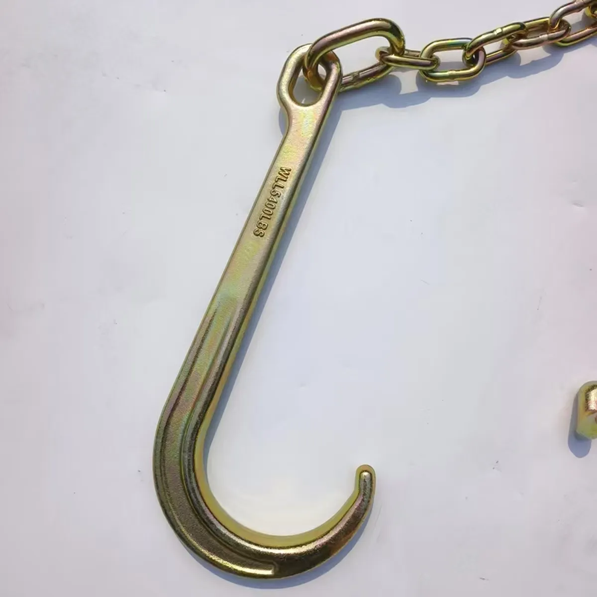 G70 Towing Transport Truck Trailer Chain with single 15" J Hook and R/T/J/Eye Grab Hooks