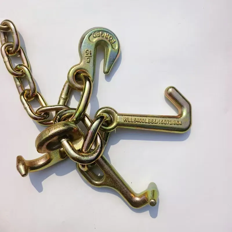 V-Bridle Transport Truck Tow Trailer Chain with Double 8 J Hooks V-Bridle Transport Truck Tow Trailer Chain with Double 8 J Hooks